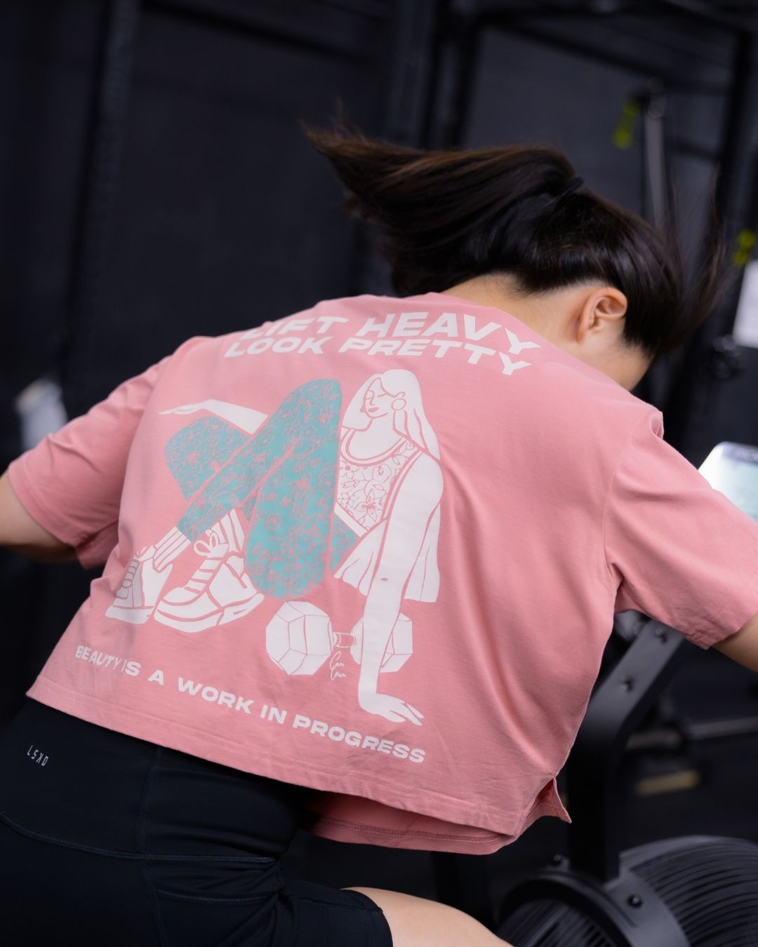 Lift Heavy Look Pretty Cropped Oversized Tee